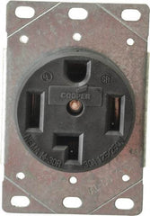 Cooper Wiring Devices - 125/250 VAC, 30 Amp, 14-30R NEMA Configuration, Black, Specification Grade, Ungrounded Single Receptacle - 1 Phase, 3 Poles, 3 Wire, Flush Mount, Corrosion Resistant - Exact Tool & Supply