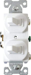 Cooper Wiring Devices - 1 Pole, 120/277 VAC, 15 Amp, Flush Mounted, Duplex Switch - NonNEMA Configuration, 2 Switch, Back Side Wiring, cULus Listed, NOM 426, RoHS Compliant Standard - Exact Tool & Supply