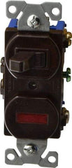 Cooper Wiring Devices - 1 Pole, 120 VAC, 15 Amp, Flush Mounted, Combination Switch with Pilot Light - NonNEMA Configuration, 1 Switch, Back Side Wiring, cULus Listed, RoHS Compliant Standard - Exact Tool & Supply