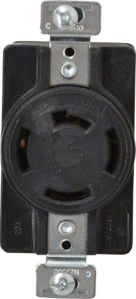 Cooper Wiring Devices - 120/208 VAC, 20 Amp, NonNEMA, Ungrounded Receptacle - 4 Poles, 4 Wire, Female End, Black - Exact Tool & Supply