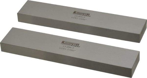 SPI - 6" Long x 1-1/4" High x 1/2" Thick, Steel Parallel - 0.0003" & 0.002" Parallelism, Sold as Matched Pair - Exact Tool & Supply