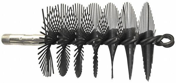 Schaefer Brush - 4-1/2" Scraper Length, 1-3/4" Diam, Flat Wire Single Spiral Flue Scraper - 7-3/4" Long, Tempered Steel Wire, 1/4" NPSM Male Connection - Exact Tool & Supply