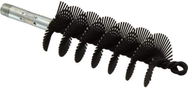 Schaefer Brush - 4-1/2" Scraper Length, 2" Diam, Flat Wire Single Spiral Flue Scraper - 7-3/4" Long, Tempered Steel Wire, 1/4" NPSM Male Connection - Exact Tool & Supply