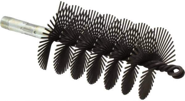 Schaefer Brush - 4-1/2" Scraper Length, 2-3/4" Diam, Flat Wire Single Spiral Flue Scraper - 7-3/4" Long, Tempered Steel Wire, 1/4" NPSM Male Connection - Exact Tool & Supply