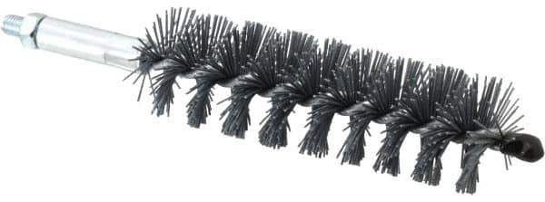 Schaefer Brush - 4" Brush Length, 1-1/4" Diam, Single Stem, Single Spiral Tube Brush - 6-1/4" Long, Silicone Carbide Impregnated Nylon, 1/4-28 Male Connection - Exact Tool & Supply