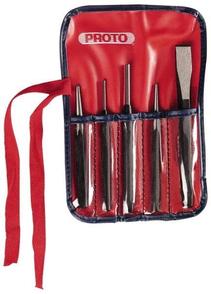 Proto - 5 Piece Punch & Chisel Set - 5/8" Chisel, Hex Shank - Exact Tool & Supply