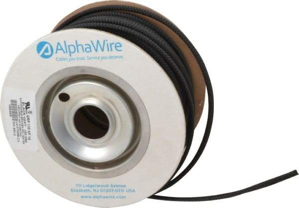 Alpha Wire - 11.13mm ID, Black PET Expandable Cable Sleeve - 100' Coil Length, -103 to 257°F - Exact Tool & Supply
