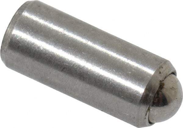 Gibraltar - 0.284" Body Length x 1/8" Body Diam, 0.75 Lb Init to 2.5 Lb Final End Force, Stainless Steel Press Fit Ball Plunger - 0.093" Ball Diam, 0.035" Max Ball Reach, +0.0010; +0.0020" Tolerance - Exact Tool & Supply
