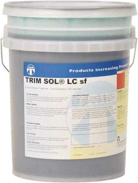 Master Fluid Solutions - Trim SOL LC sf, 5 Gal Pail Cutting & Grinding Fluid - Water Soluble, For Cutting, Grinding - Exact Tool & Supply