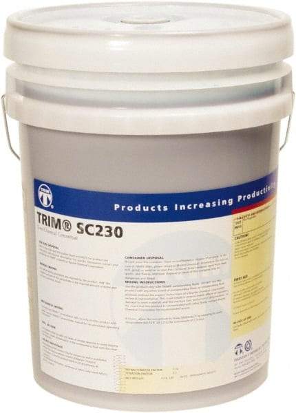 Master Fluid Solutions - Trim SC230, 5 Gal Pail Cutting & Grinding Fluid - Semisynthetic, For Cutting, Grinding - Exact Tool & Supply