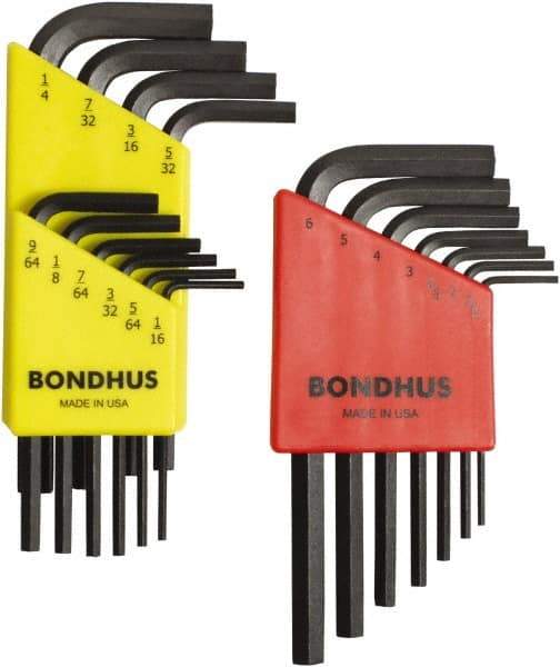 Bondhus - 17 Piece L-Key Hex Key Set - Hex Range 1/16 to 1/4", Protanium High Torque Steel - Exact Tool & Supply