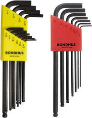 Bondhus - 17 Piece L-Key Ball End Hex Key Set - Hex Range 1/16 to 1/4", Protanium High Torque Steel - Exact Tool & Supply
