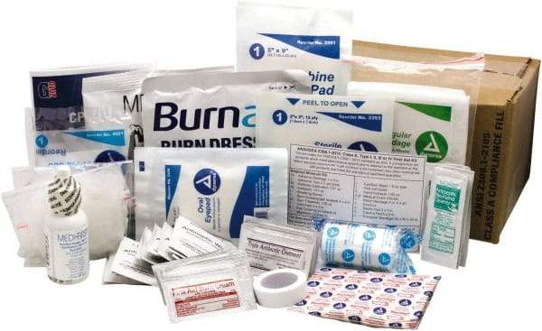 Medique - 62 Piece, 25 Person, Refill for Industrial First Aid Kit - Plastic Bag - Exact Tool & Supply