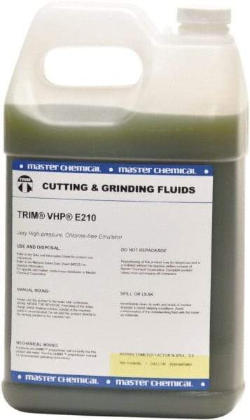 Master Fluid Solutions - Trim VHP E210, 1 Gal Bottle Emulsion Fluid - Water Soluble, For Cutting, Drilling, Sawing, Grinding - Exact Tool & Supply
