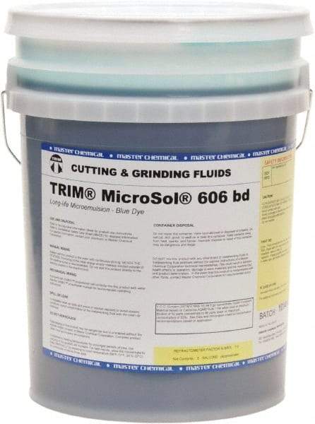 Master Fluid Solutions - Trim MicroSol 606 bd, 5 Gal Pail Cutting & Grinding Fluid - Semisynthetic - Exact Tool & Supply