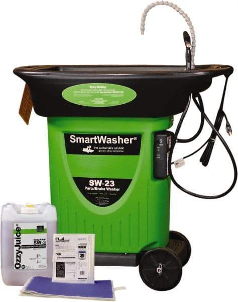 CRC - Free Standing Water-Based Mobile Parts Washer Kit - 25 Gal Max Operating Capacity, Plastic Tank, 42" Long x 45" Wide - Exact Tool & Supply