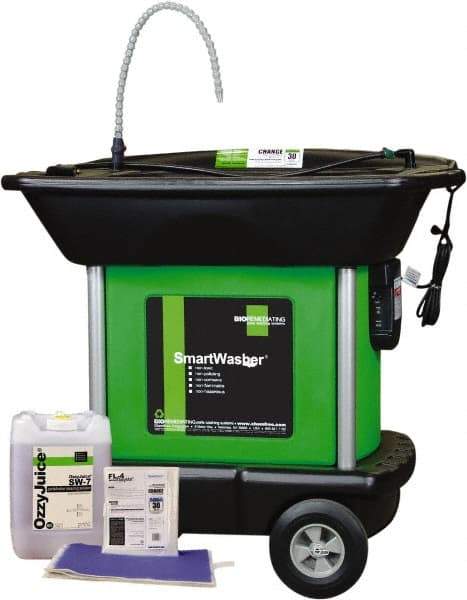 CRC - Free Standing Water-Based Mobile Parts Washer Kit - 25 Gal Max Operating Capacity, Plastic Tank, 42" Long x 48" Wide - Exact Tool & Supply