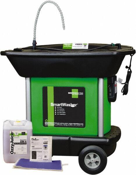 CRC - Free Standing Water-Based Mobile Parts Washer Kit - 25 Gal Max Operating Capacity, Plastic Tank, 42" Long x 48" Wide - Exact Tool & Supply