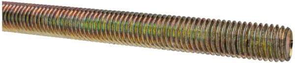Value Collection - 5/8-11 UNC (Coarse), 3' Long, Alloy Steel Threaded Rod - Yellow Zinc-Plated Finish, Right Hand Thread - Exact Tool & Supply