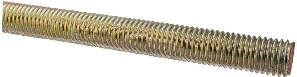 Value Collection - 5/8-11 UNC (Coarse), 6' Long, Alloy Steel Threaded Rod - Yellow Zinc-Plated Finish, Right Hand Thread - Exact Tool & Supply