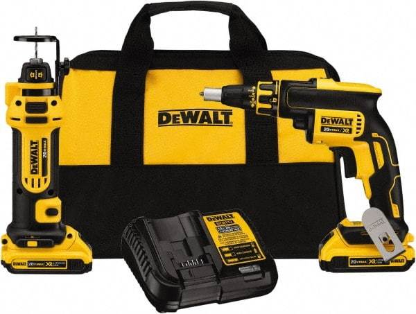 DeWALT - 20 Volt Cordless Tool Combination Kit - Includes Brushless Screwgun & Drywall Cutout Tool, Lithium-Ion Battery Included - Exact Tool & Supply
