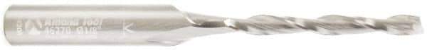 Amana Tool - 1/8" Cutting Diam x 1-1/8" Length of Cut, 2 Flute, Upcut Spiral Router Bit - Uncoated, Right Hand Cut, Solid Carbide, 2-1/2" OAL x 1/4" Shank Diam, Flute, 30° Helix Angle - Exact Tool & Supply