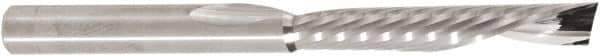 Amana Tool - 1/4" Cutting Diam x 1-1/2" Length of Cut, 1 Flute, Downcut Spiral Router Bit - Uncoated, Right Hand Cut, Solid Carbide, 3" OAL x 1/4" Shank Diam, 30° Helix Angle - Exact Tool & Supply