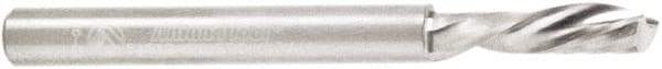 Amana Tool - 3/16" Cutting Diam x 5/8" Length of Cut, 1 Flute, Downcut Spiral Router Bit - Uncoated, Right Hand Cut, Solid Carbide, 2-1/2" OAL x 3/16" Shank Diam, 30° Helix Angle - Exact Tool & Supply