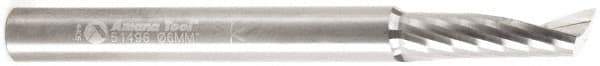 Amana Tool - 6mm Cutting Diam x 0.787" Length of Cut, 1 Flute, Upcut Spiral Router Bit - Uncoated, Right Hand Cut, Solid Carbide, 2-33/64" OAL x 1/8" Shank Diam, 20° Helix Angle - Exact Tool & Supply