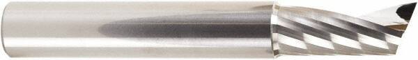 Amana Tool - 1/2" Cutting Diam x 1-1/8" Length of Cut, 1 Flute, Upcut Spiral Router Bit - Uncoated, Right Hand Cut, Solid Carbide, 3-1/2" OAL x 1/2" Shank Diam, 20° Helix Angle - Exact Tool & Supply