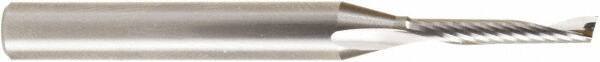 Amana Tool - 1/8" Cutting Diam x 3/4" Length of Cut, 1 Flute, Upcut Spiral Router Bit - Uncoated, Right Hand Cut, Solid Carbide, 2-1/2" OAL x 1/4" Shank Diam, 20° Helix Angle - Exact Tool & Supply