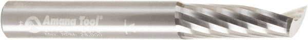 Amana Tool - 3/8" Cutting Diam x 1-1/8" Length of Cut, 1 Flute, Upcut Spiral Router Bit - Uncoated, Right Hand Cut, Solid Carbide, 3" OAL x 3/8" Shank Diam, 20° Helix Angle - Exact Tool & Supply