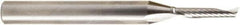 Amana Tool - 1/8" Cutting Diam x 5/8" Length of Cut, 1 Flute, Upcut Spiral Router Bit - Uncoated, Right Hand Cut, Solid Carbide, 2-1/2" OAL x 1/4" Shank Diam, 20° Helix Angle - Exact Tool & Supply