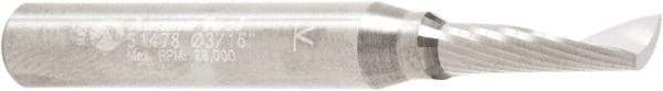 Amana Tool - 3/16" Cutting Diam x 5/8" Length of Cut, 1 Flute, Upcut Spiral Router Bit - Uncoated, Right Hand Cut, Solid Carbide, 2" OAL x 1/4" Shank Diam, 30° Helix Angle - Exact Tool & Supply