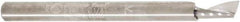Amana Tool - 1/8" Cutting Diam x 1/4" Length of Cut, 1 Flute, Upcut Spiral Router Bit - Uncoated, Right Hand Cut, Solid Carbide, 1-1/2" OAL x 1/8" Shank Diam, 20° Helix Angle - Exact Tool & Supply