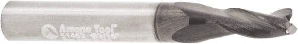 Amana Tool - 3/16" Cutting Diam x 7/16" Length of Cut, 3 Flute, Upcut Spiral Router Bit - AlTiN Coated, Right Hand Cut, Solid Carbide, 1-7/8" OAL x 1/4" Shank Diam, Flute, 30° Helix Angle - Exact Tool & Supply