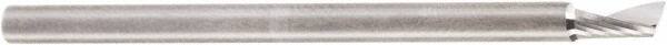 Amana Tool - 1/8" Cutting Diam x 1/4" Length of Cut, 1 Flute, Upcut Spiral Router Bit - Uncoated, Right Hand Cut, Solid Carbide, 2" OAL x 1/8" Shank Diam, 20° Helix Angle - Exact Tool & Supply