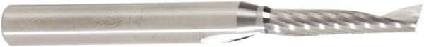 Amana Tool - 3/16" Cutting Diam x 7/8" Length of Cut, 1 Flute, Upcut Spiral Router Bit - Uncoated, Right Hand Cut, Solid Carbide, 2-1/2" OAL x 1/4" Shank Diam, 30° Helix Angle - Exact Tool & Supply