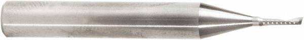 Amana Tool - 1/16" Cutting Diam x 1/4" Length of Cut, 1 Flute, Upcut Spiral Router Bit - Uncoated, Right Hand Cut, Solid Carbide, 2" OAL x 1/4" Shank Diam, 20° Helix Angle - Exact Tool & Supply