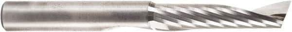 Amana Tool - 3/8" Cutting Diam x 1-5/8" Length of Cut, 1 Flute, Upcut Spiral Router Bit - Uncoated, Right Hand Cut, Solid Carbide, 3-1/2" OAL x 3/8" Shank Diam, 30° Helix Angle - Exact Tool & Supply
