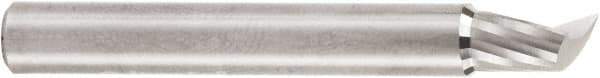 Amana Tool - 1/4" Cutting Diam x 3/8" Length of Cut, 1 Flute, Upcut Spiral Router Bit - Uncoated, Right Hand Cut, Solid Carbide, 2" OAL x 1/4" Shank Diam, 20° Helix Angle - Exact Tool & Supply