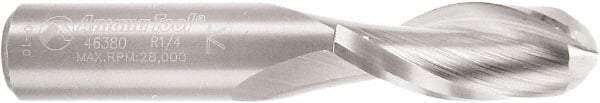Amana Tool - 1/2" Cutting Diam x 1-1/4" Length of Cut, 2 Flute, Upcut Spiral Router Bit - Uncoated, Right Hand Cut, Solid Carbide, 3" OAL x 1/2" Shank Diam, Core Box, 30° Helix Angle - Exact Tool & Supply