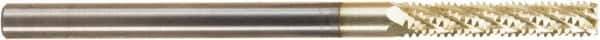 Amana Tool - 1/4" Cutting Diam x 1-1/4" Length of Cut, 6 Flute, Compression Spiral Router Bit - Zirconium Coated, Right Hand Cut, Solid Carbide, 4" OAL x 1/4" Shank Diam, Assorted Router Styles, 20° Helix Angle - Exact Tool & Supply