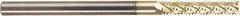 Amana Tool - 1/4" Cutting Diam x 1-1/4" Length of Cut, 6 Flute, Compression Spiral Router Bit - Zirconium Coated, Right Hand Cut, Solid Carbide, 4" OAL x 1/4" Shank Diam, Assorted Router Styles, 20° Helix Angle - Exact Tool & Supply
