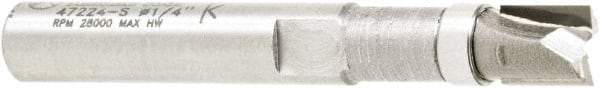 Amana Tool - 1/4" Cut Diam, 1/4" Length of Cut, 2 Flute Flush Trim Edge Profile Router Bit - Carbide-Tipped, 1/4" Shank Diam, 3/4" Shank Length, 1-15/16" OAL, Uncoated - Exact Tool & Supply