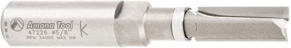 Amana Tool - 3/8" Cut Diam, 1" Length of Cut, 2 Flute Flush Trim Edge Profile Router Bit - Carbide-Tipped, 1/2" Shank Diam, 1" Shank Length, 3-1/4" OAL, Uncoated - Exact Tool & Supply