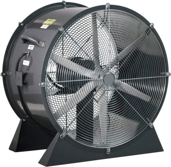 Americraft - 18" Blade, 1/4 hp, 3,050 CFM, Low Floor Stand Industrial Circulation Fan - Floor Stand, 230/460 Volts, 1 Speed - Exact Tool & Supply