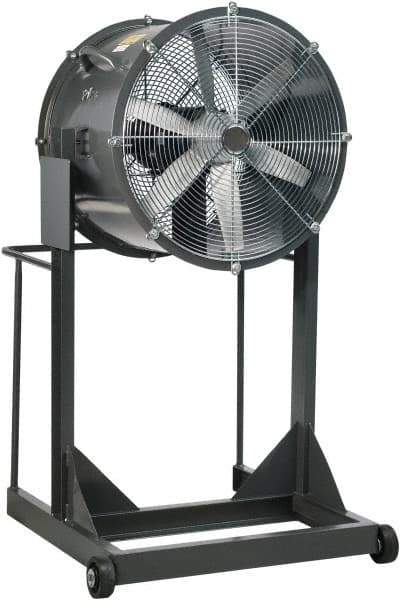 Americraft - 18" Blade, 1/4 hp, 3,050 CFM, High Floor Stand Industrial Circulation Fan - Floor Stand, 115/230 Volts, 1 Speed - Exact Tool & Supply