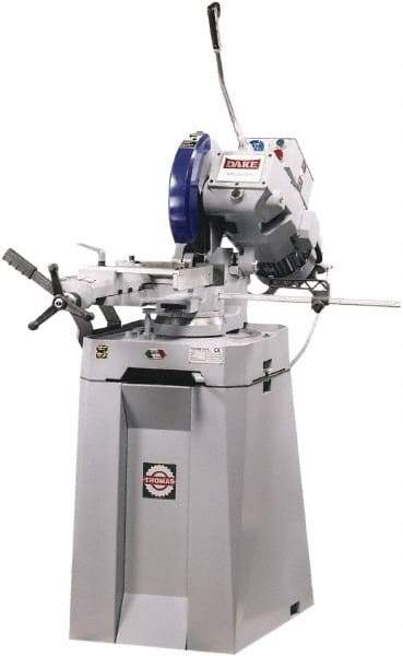 Dake - 2 Cutting Speeds, 14" Blade Diam, Cold Saw - 22 & 88 RPM Blade Speed, Floor Machine, 3 Phase, Compatible with Ferrous/Non-Ferrous Material - Exact Tool & Supply