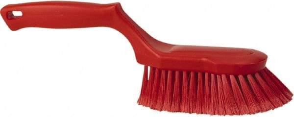 Vikan - 2" Bristle Length, Polyester Wash Brush - 5-13/16" Long x 5" Wide Head, 13-1/2" OAL, Red, Polypropylene Block - Exact Tool & Supply